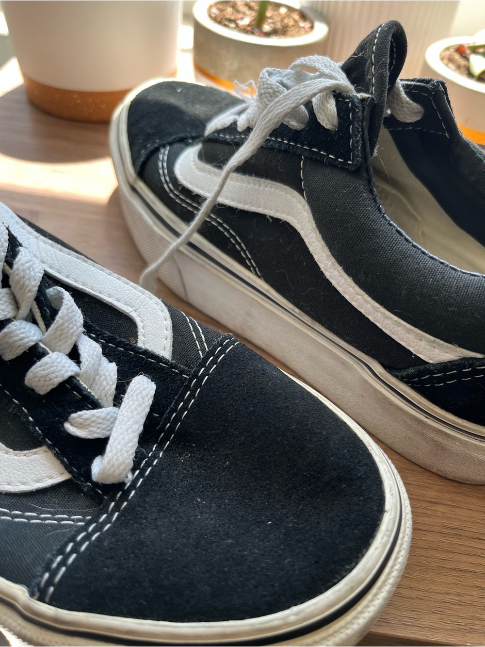 Vans Kids Black and White Low-Top Sneakers with Red Heel Tab